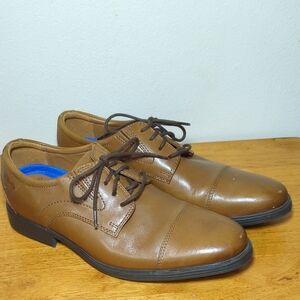 Clarks Whiddon Cap Oxford Shoes Dark Tan Leather Lace-up Men's Size 7